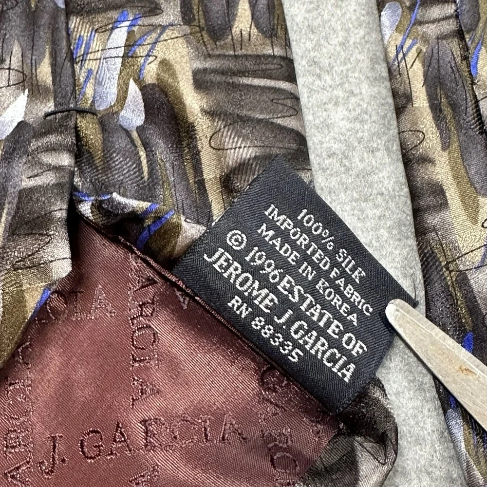 J Garcia Collection 15 Abstract Brown Blue Silk Tie Vintage‎ USA 